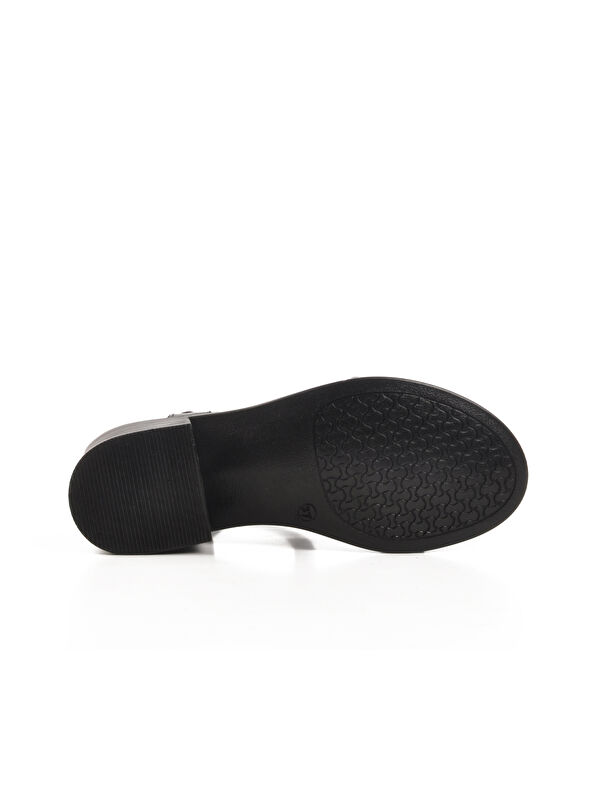 Siyah Hakiki Deri Kadın Topuklu Sandalet 25020310Y Z - Görsel 6