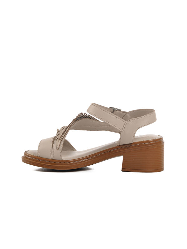 Gümüş Hakiki Deri Kadın Topuklu Sandalet 25020310Y Z - Görsel 3