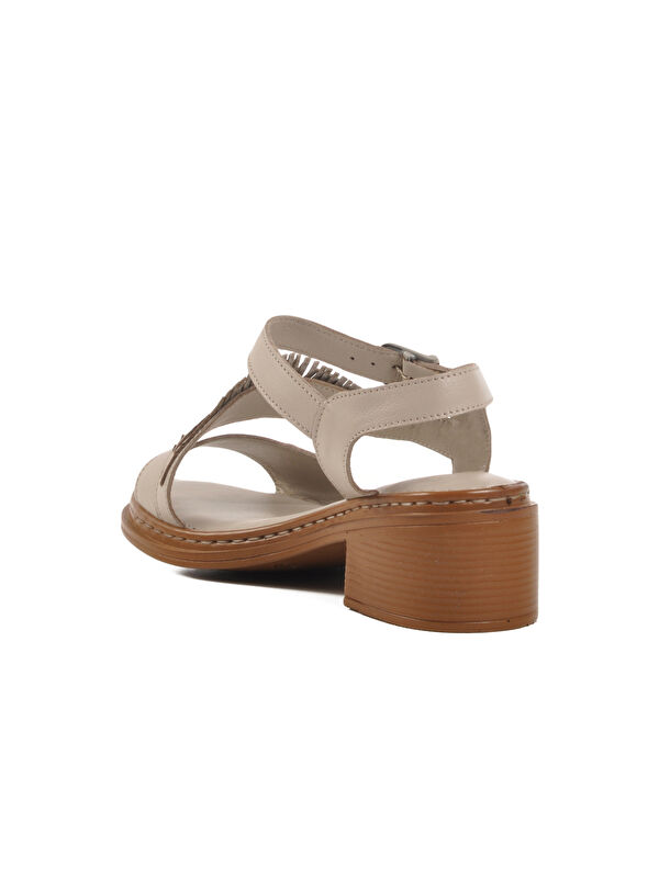 Gümüş Hakiki Deri Kadın Topuklu Sandalet 25020310Y Z - Görsel 5