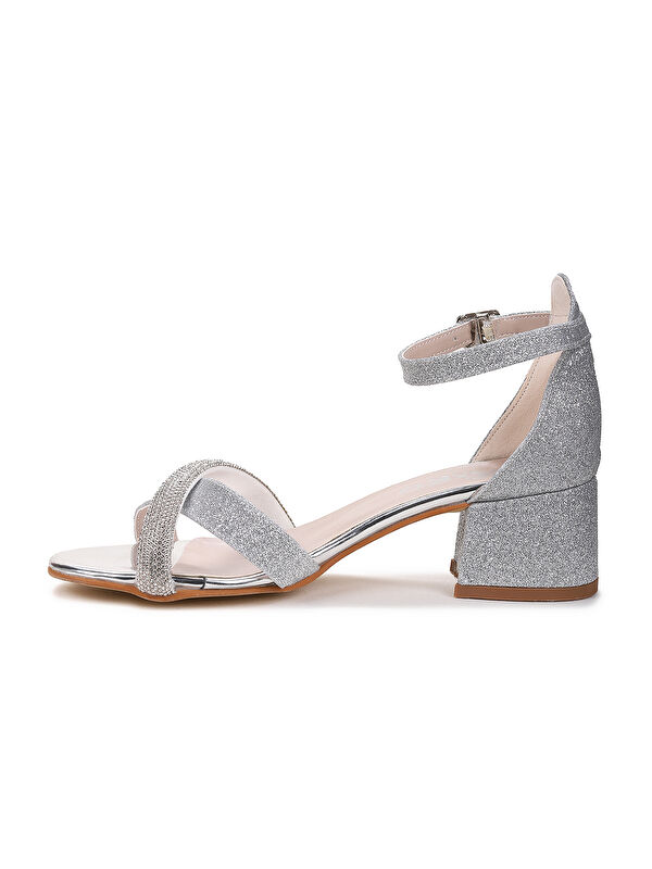 Tanda Kum Simli Kız Çocuk 4 Cm Topuklu Sandalet Abiye Ayakkabı - Görsel 5