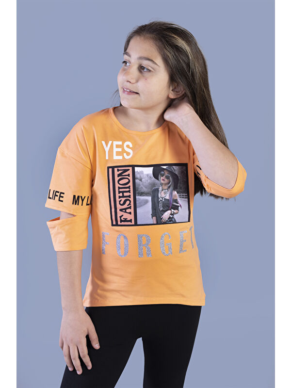 Toontoykids Kız Çocuk Kolları Kesik Detaylı Baskılı Tişört