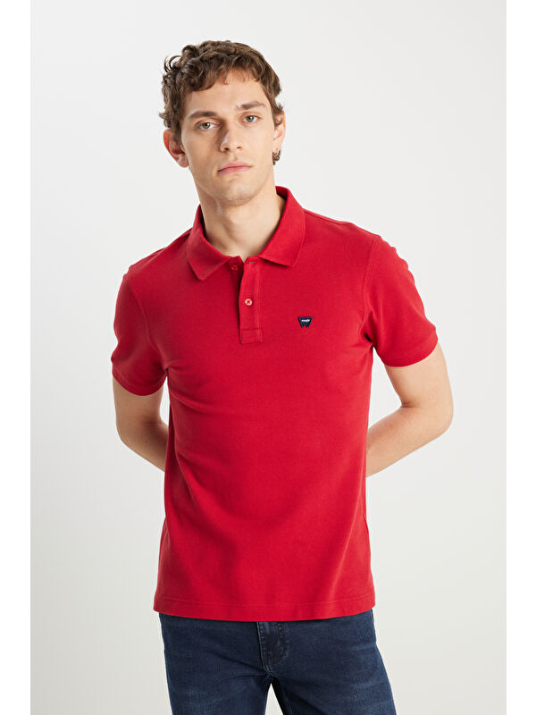 Wrangler %100 Pamuk Regular Fit Kırmızı Polo Yaka Tişört