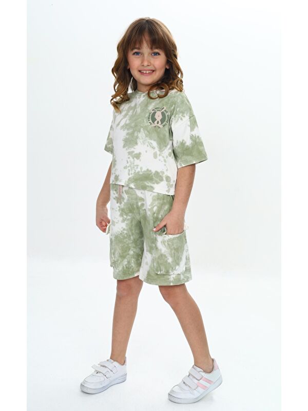 Toontoykids Kız Çocuk Batikli Tavşan Baskılı Şortlu Takım
