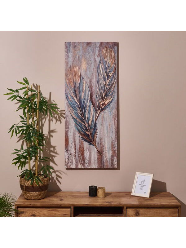 Evidea Deco Leaf Kanvas Tablo - Renkli - 50x120 cm
