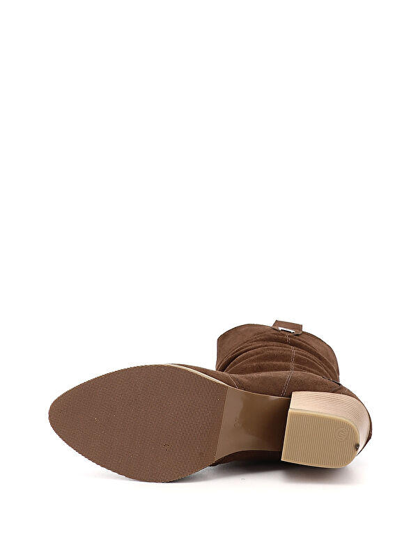 Kadın AÇIK KAHVERENGİ Sivri Burun Kalın Topuklu Kovboy Çizme - Görsel 5