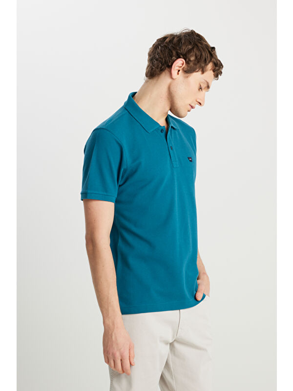 Wrangler %100 Pamuk Regular Fit Petrol Rengi Polo Yaka Tişört