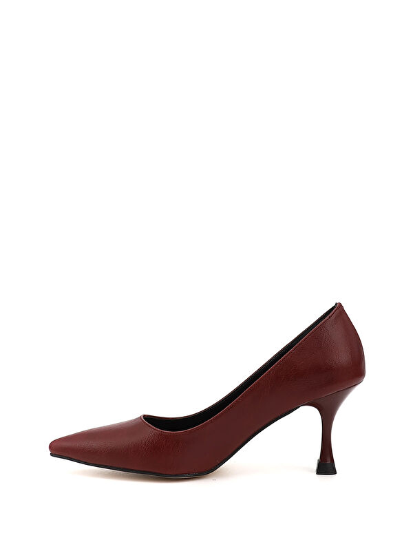Kadın BORDO Sivri Burun Kadeh Ökçe Stiletto - Görsel 4