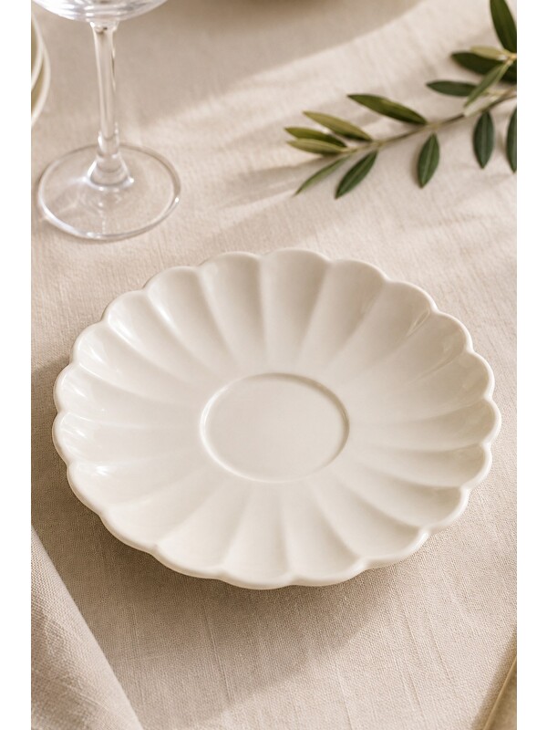 Kütahya Porselen Bone Luz Çay Tabağı 11,50cm Krem Tekli