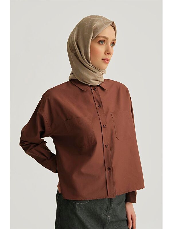 ARMİNE Oversize Gömlek 25Yh3667 Acı Kahve