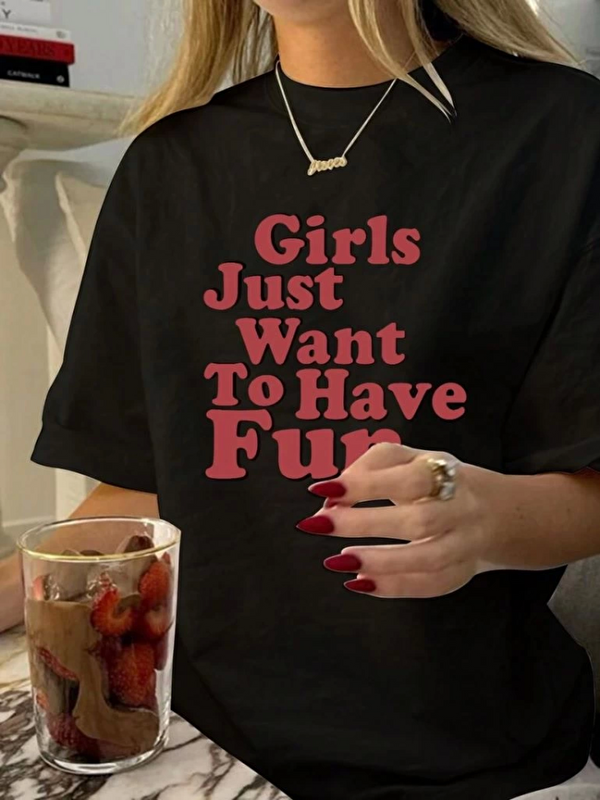 Jane's Baskılı Oversize T-shirt - Siyah