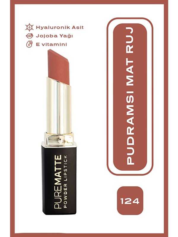 GOLDEN ROSE Pure Matte Powder Lipstick No: 124 - Pudralı Mat Ruj