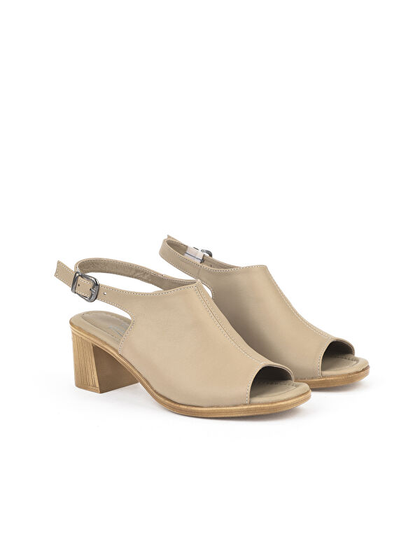 Ziya Ayakkabi Kahverengi Ziya Ayakkabi Hakiki Kadın Deri Topuklu Sandalet