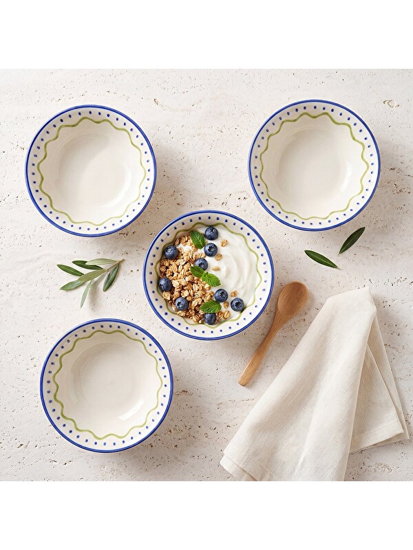 GÜRAL PORSELEN Zeytin Dalı 14 cm 4lü Çorba ve Salata Kasesi