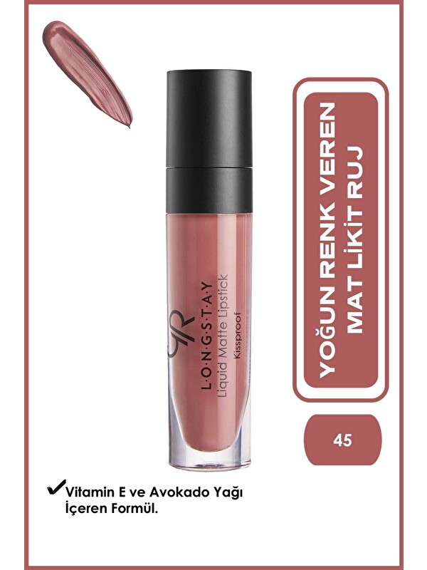 GOLDEN ROSE Longstay Liquid Matte Lipstick No:45 - Likit Mat Ruj