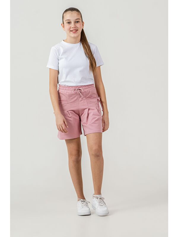 Mışıl Kids Life İs Good Baskılı Cepler Fiyonklu Kız Çocuk Şort