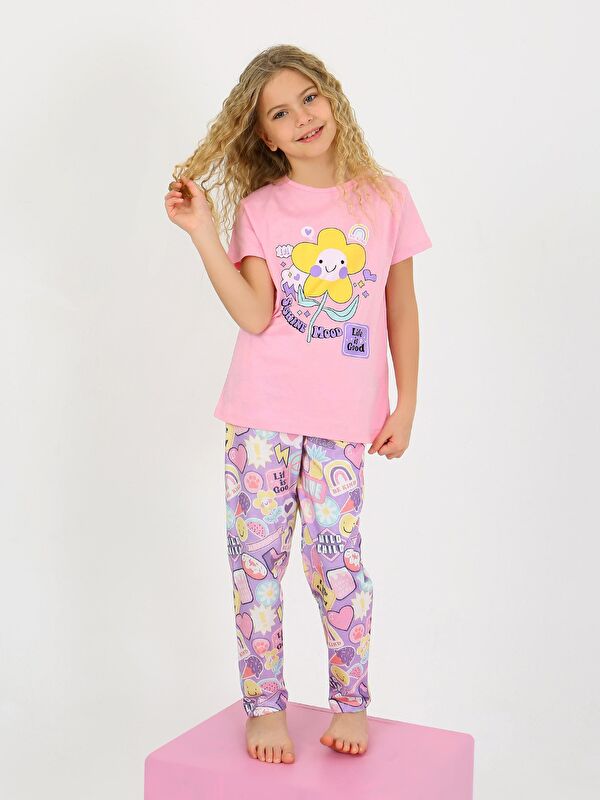 Vitmo Kız Çocuk Kısa Kollu %100 Pamuklu Pijama Takımı Be Kind