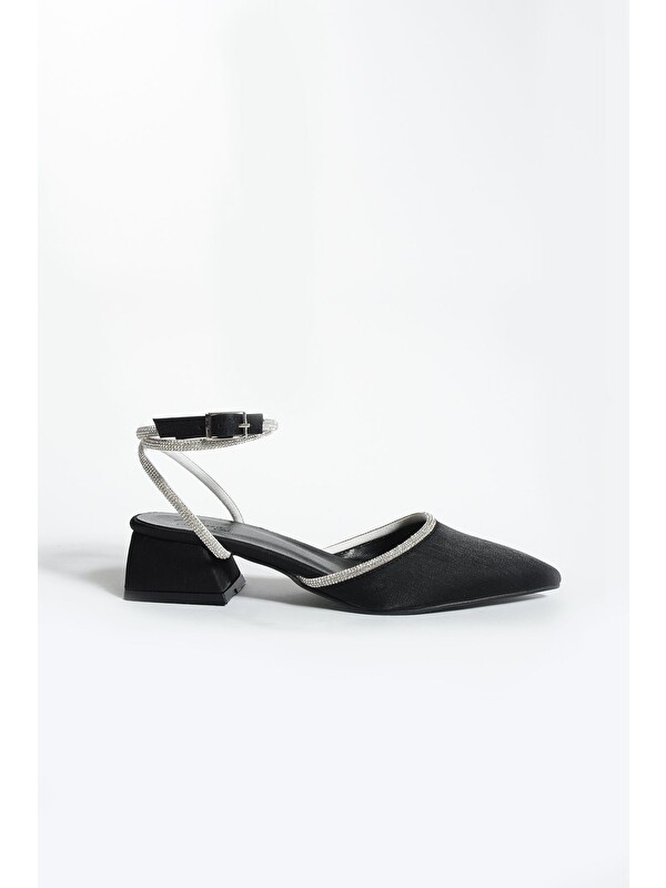 DUXAL SHOES Taşlı Kadın Siyah Topuklu Ayakkabı