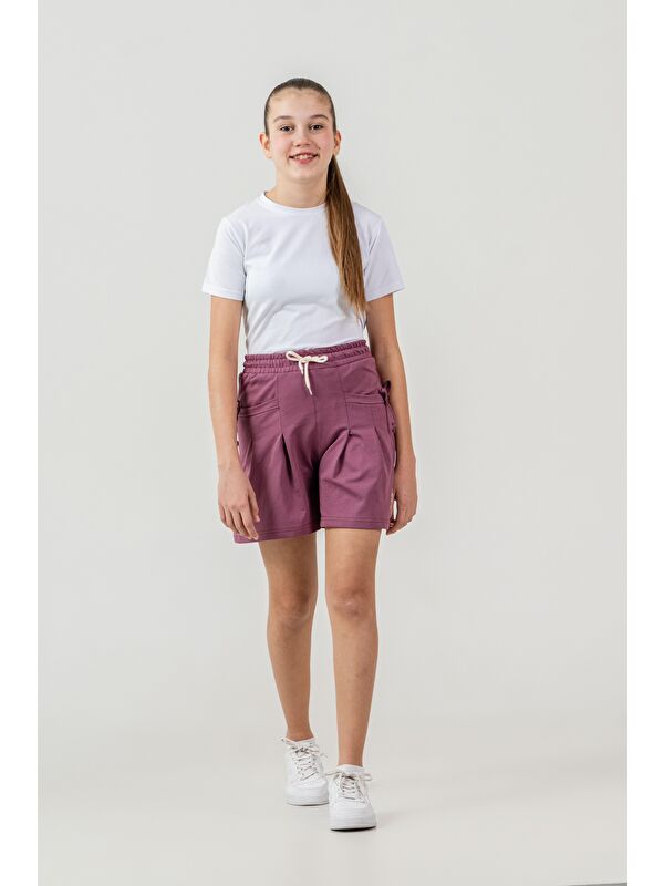 Mışıl Kids Life İs Good Baskılı Cepler Fiyonklu Kız Çocuk Şort