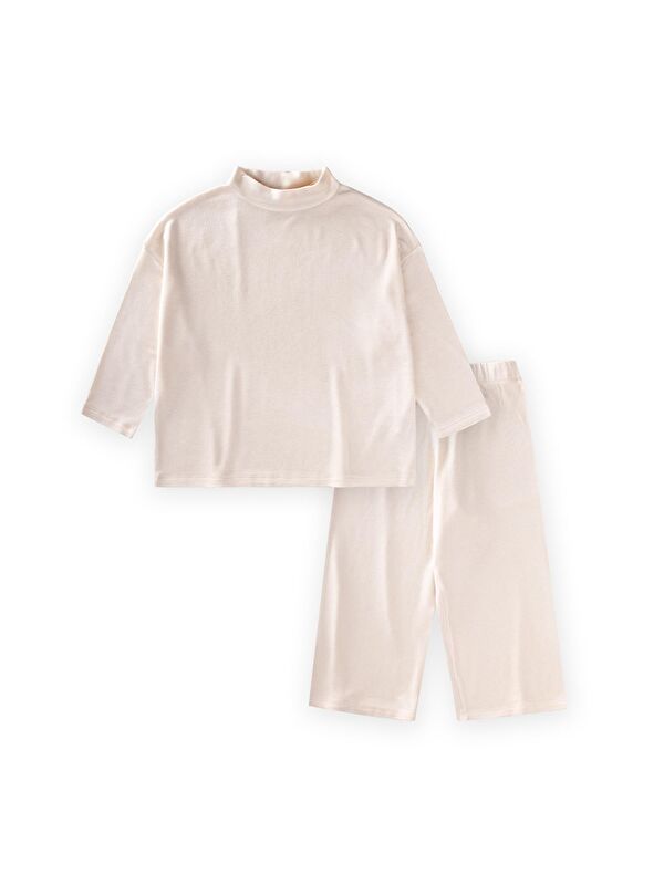 CİGİT Yumuşak Dökümlü Oversize Bambu Takım 3-10 Yaş Ekru