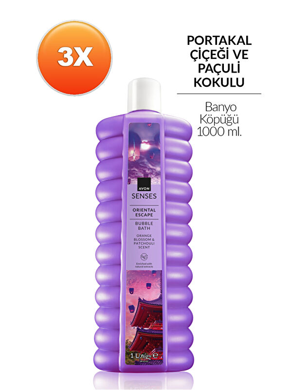 AVON Senses Oriental Escape Portakal Çiçeği ve Paçuli Kokulu Banyo Köpüğü 1 Lt Üçlü Set