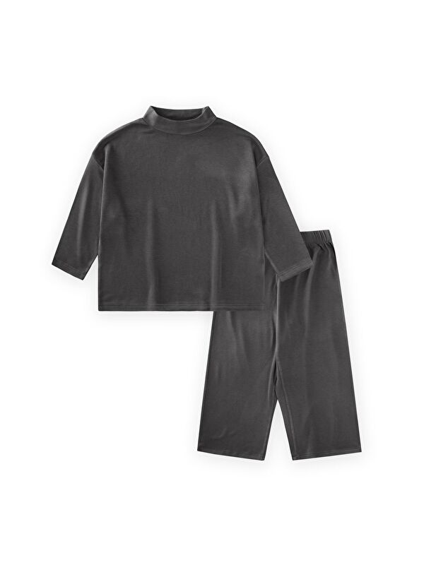 CİGİT Yumuşak Dökümlü Oversize Bambu Takım 3-10 Yaş Haki Yeşil