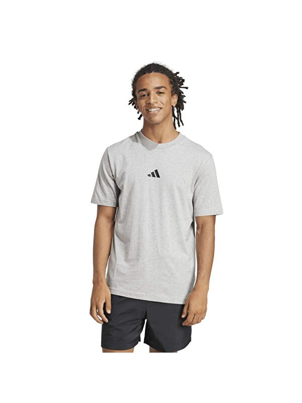 Adidas Small Logo Sj Erkek Gri Yuvarlak Yaka Spor Tişört