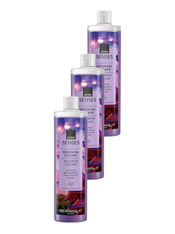 AVON Senses Oriental Escape Portakal Çiçeği ve Paçuli Kokulu Duş Jeli 500ML Üçlü Set