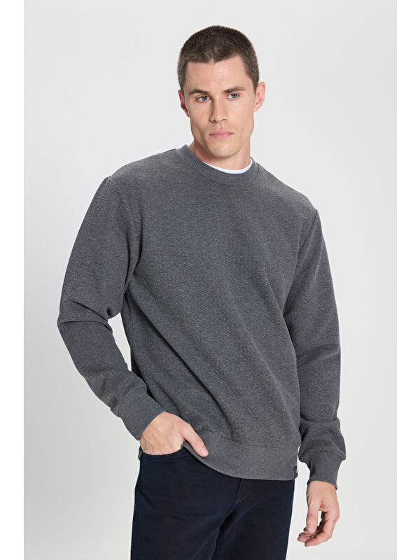 Wrangler Regular Fit Bisiklet Yaka Antrasit Sweatshirt