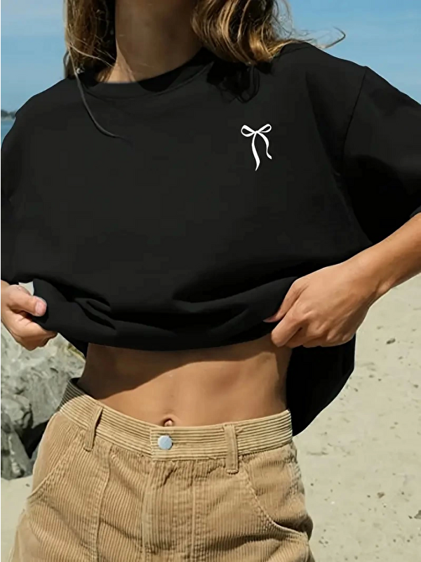 Jane's Fiyonk Baskılı Siyah Oversize Unisex T-shirt- Siyah
