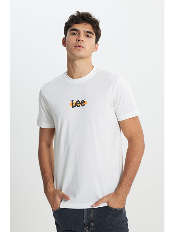 Lee Regular Fit Bisiklet Yaka %100 Pamuk Beyaz Tişört