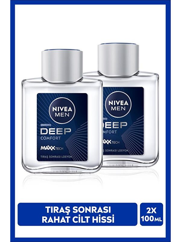 NIVEA MEN Erkek Tıraş Sonrası Losyon Deep Dimension Comfort 100ml, Erkeksi Koku, Tahriş Karşıtı, X2 Adet