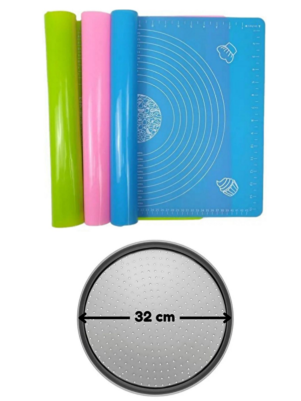 Kitchen Design Lab 2 Li Set 45x65 cm Silikon Hamur Açma Matı ve Pizza Tepsisi 32 cm