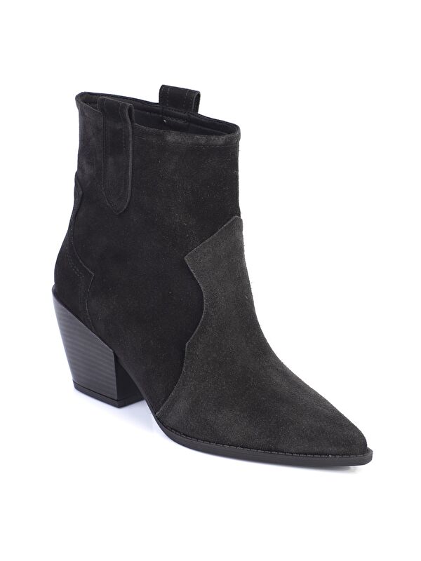 Tiffani Sivri Burunlu Hakiki Deri Yandan Çekmeli Kadın Kovboy Bot - Görsel 2