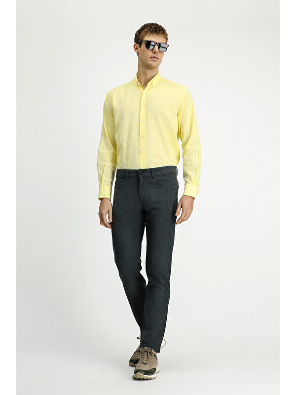 Kiğılı Slim Fit Dar Kesim Yünlü Klasik Kumaş Pantolon