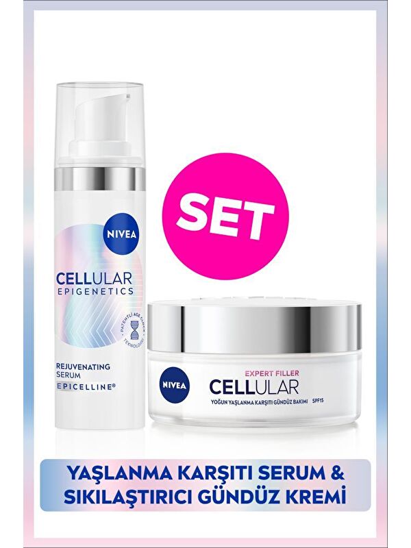 NIVEA Cellular Epigenetics Rejuvenating Yaşlanma Karşıtı Serum 30ml ve Cellular Expert Filler Gündüz Kremi