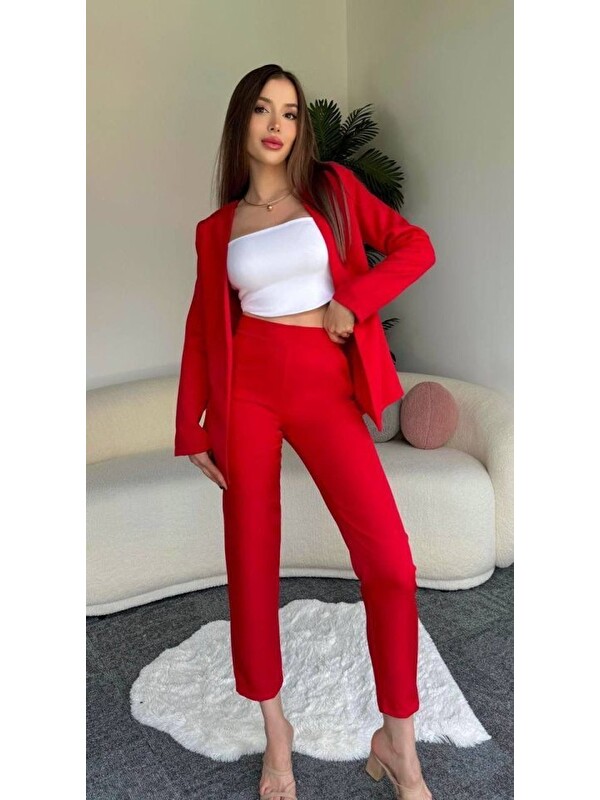 Jane's Kadın Atlas Kumaş Ceket Pantolon Takım