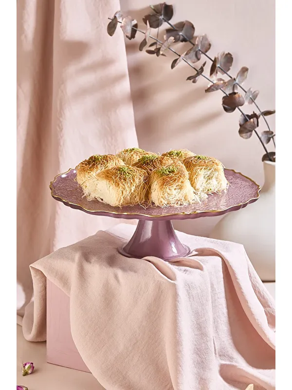 Lora Bianca Goblen 28 CM Mürdüm Ayaklı Pasta Tabağı Standı