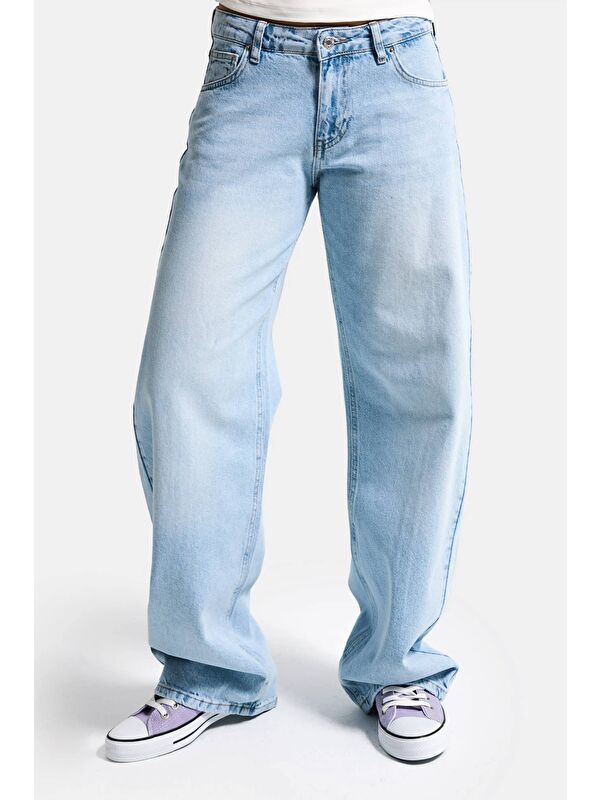 It's Basic Kadın Ice 2s6-3 Barrel Mid Rise Fit Orta Bel Denim Jean