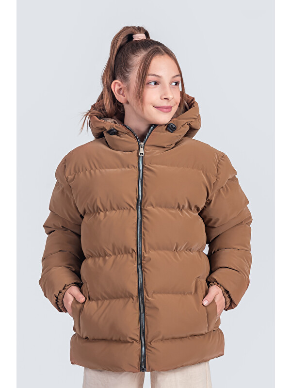 Pina Kids Kız Çocuk Kapüşonlu Nova Kumaş Kışlık Mont KM1010