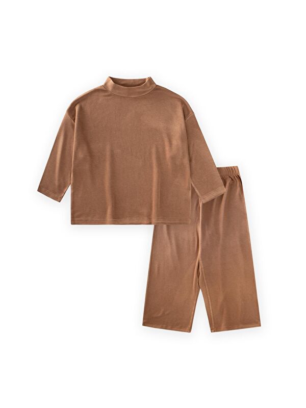 CİGİT Yumuşak Dökümlü Oversize Bambu Takım 3-10 Yaş Camel