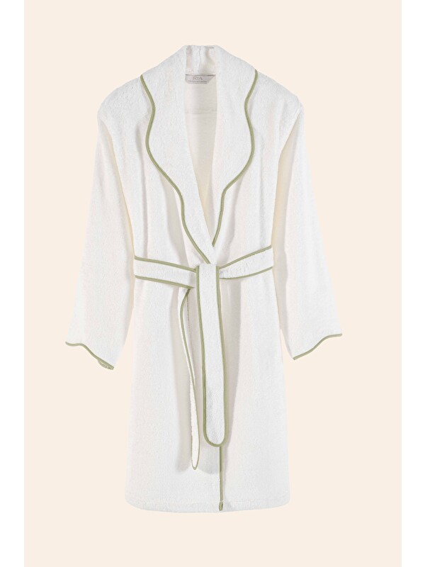 İrya Scallop %100 Pamuk Kadın Bornoz S/M Ecru+Olive
