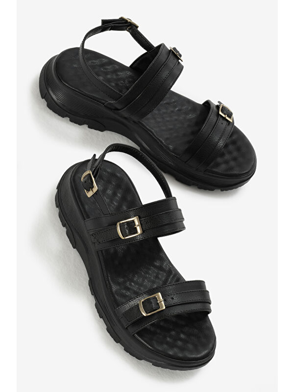 Tonny Black Bej Tonny Black Poli Taban Kadın Toka Detaylı Çift Bantlı Sandalet