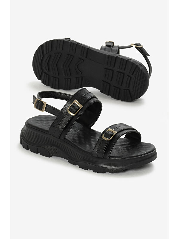 Tonny Black Bej Tonny Black Poli Taban Kadın Toka Detaylı Çift Bantlı Sandalet