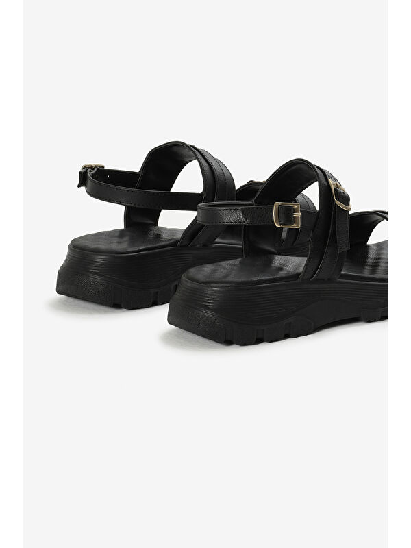 Tonny Black Bej Tonny Black Poli Taban Kadın Toka Detaylı Çift Bantlı Sandalet