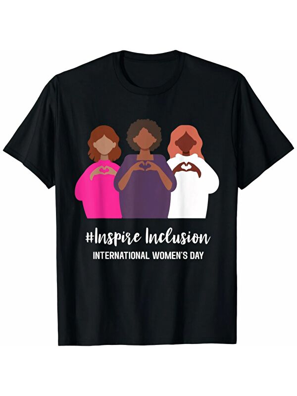 Jane's 8 Mart Dünya Kadınlar Günü İçin Özel Baskılı T-shirt - Siyah