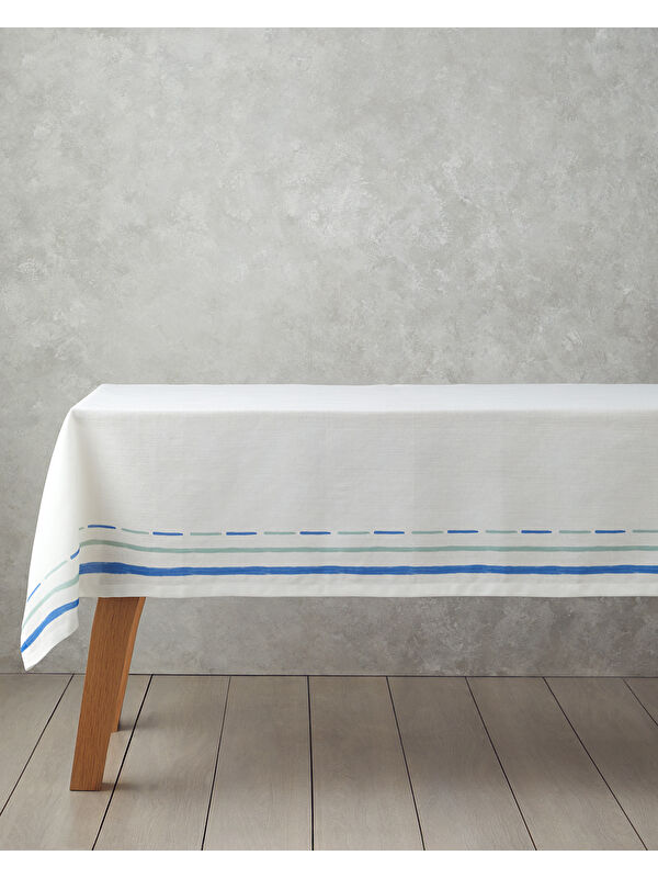 English Home Shelltide Polyester Masa Örtüsü 150x200 cm Beyaz - Mavi