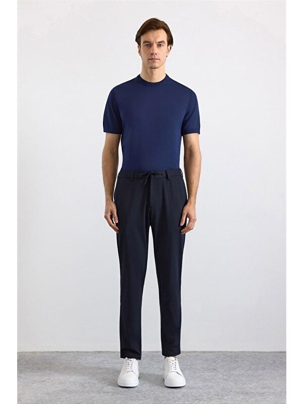 Süvari Lacivert Slim Düz Jogger Pantolon