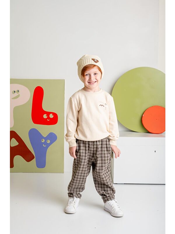 MİNİNİO Erkek Bebek Sweatshirt Ve Pantolon Takım - Kahve