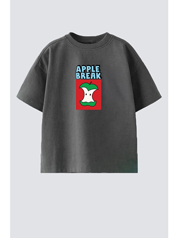 Monila Erkek Çocuk Pamuklu Bisiklet Yaka Elma Baskılı T-Shirt