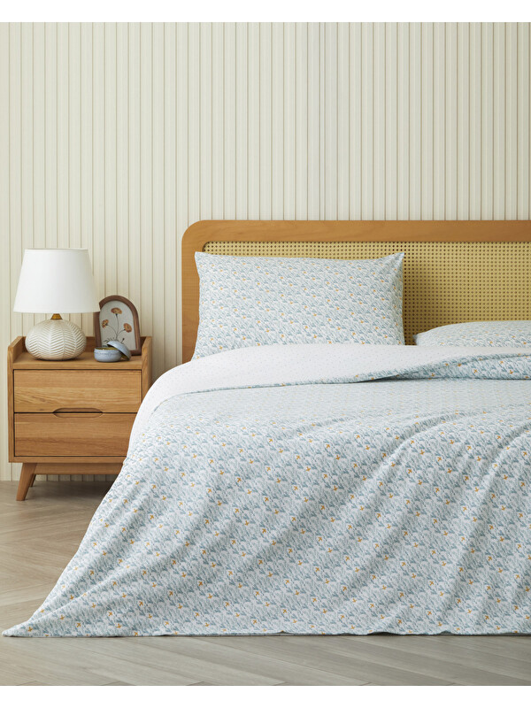 English Home Pure Wings Kolay Ütülenir Tek Kişilik Nevresim Seti 160x220 cm Hardal-Yeşil
